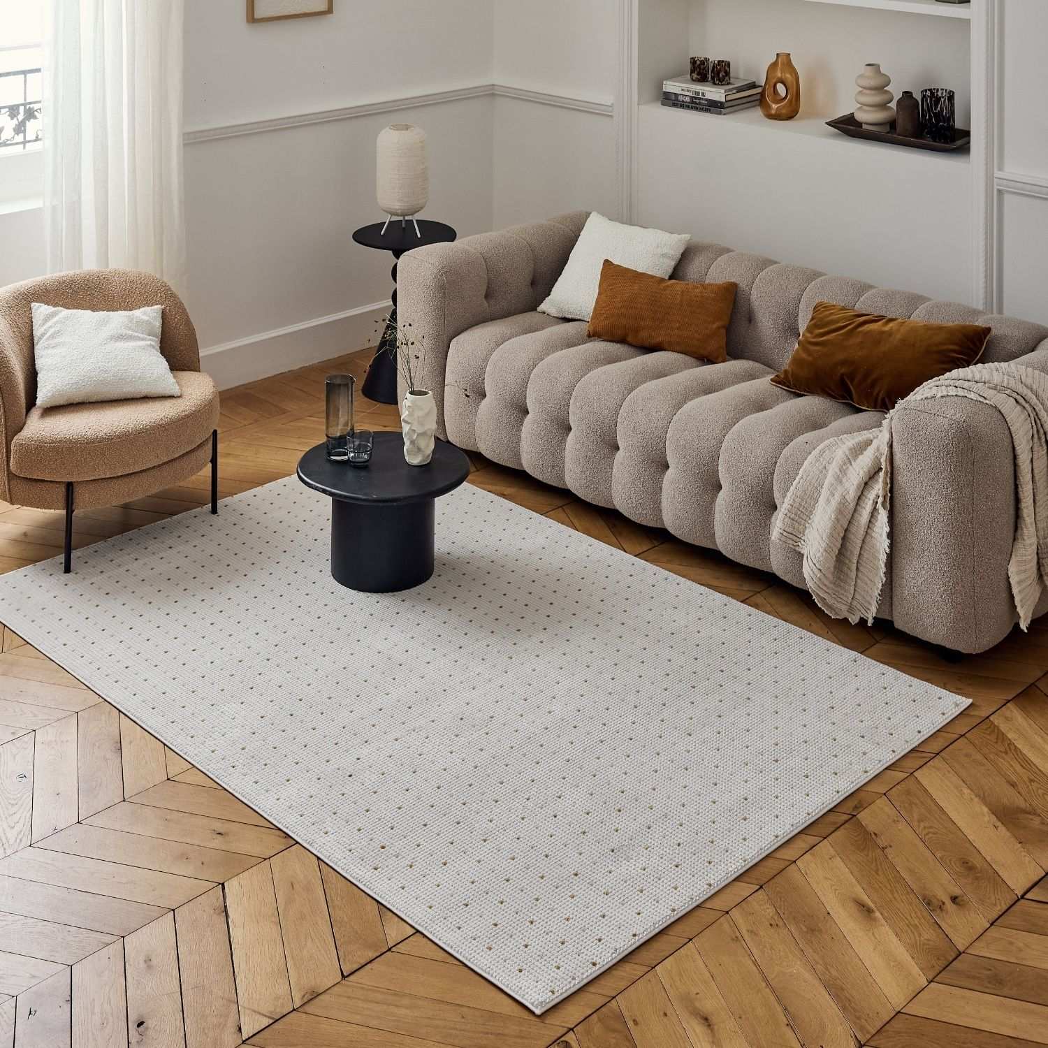 Carmel Cream - Gold Dots Rug | 6080 - Bargainia.com - 5056584582345 - CRM-CRGL-80x150