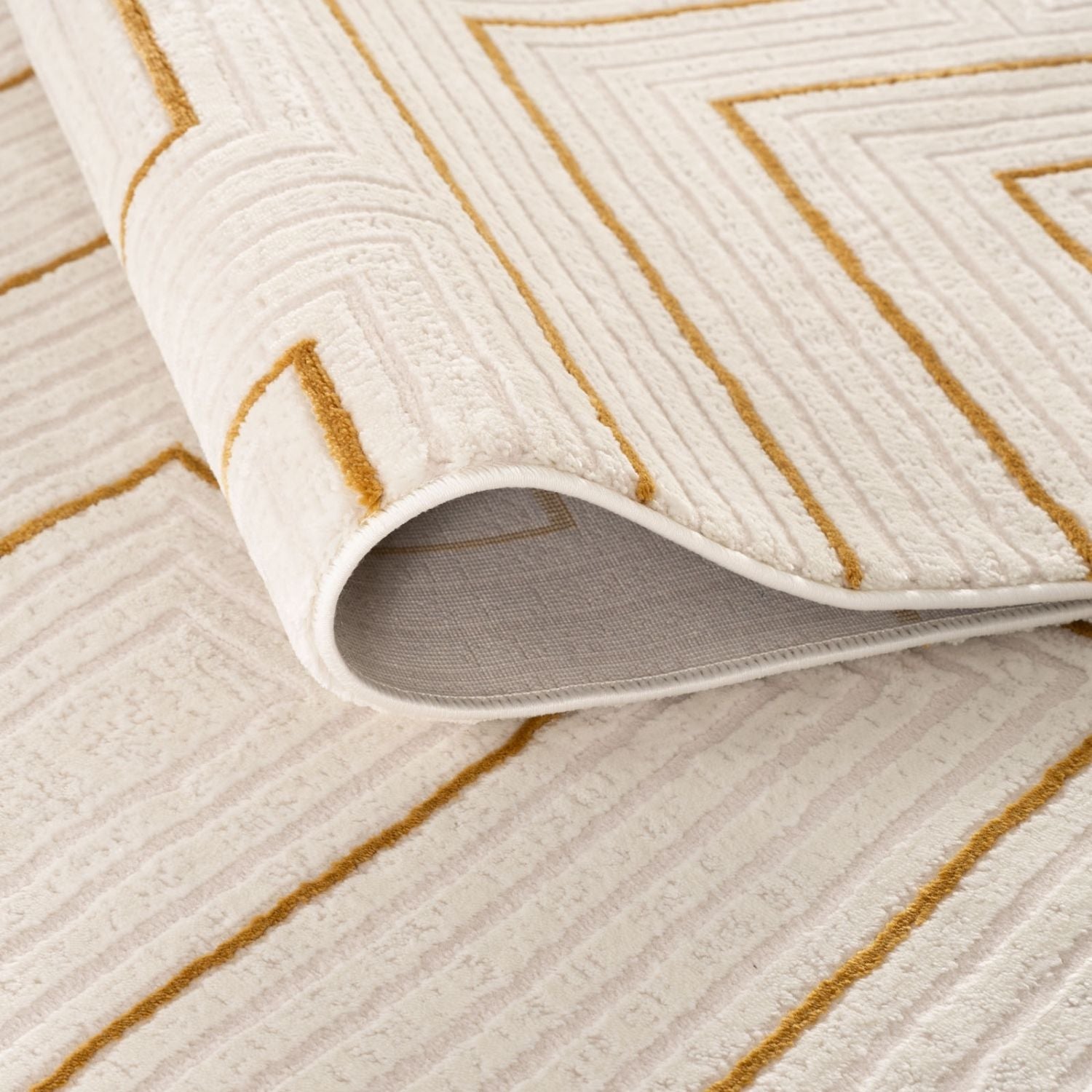 Carmel Cream - Gold Geometric Rug | 6040 - Bargainia.com - 5056584582154 - CRM-CGL-80x150