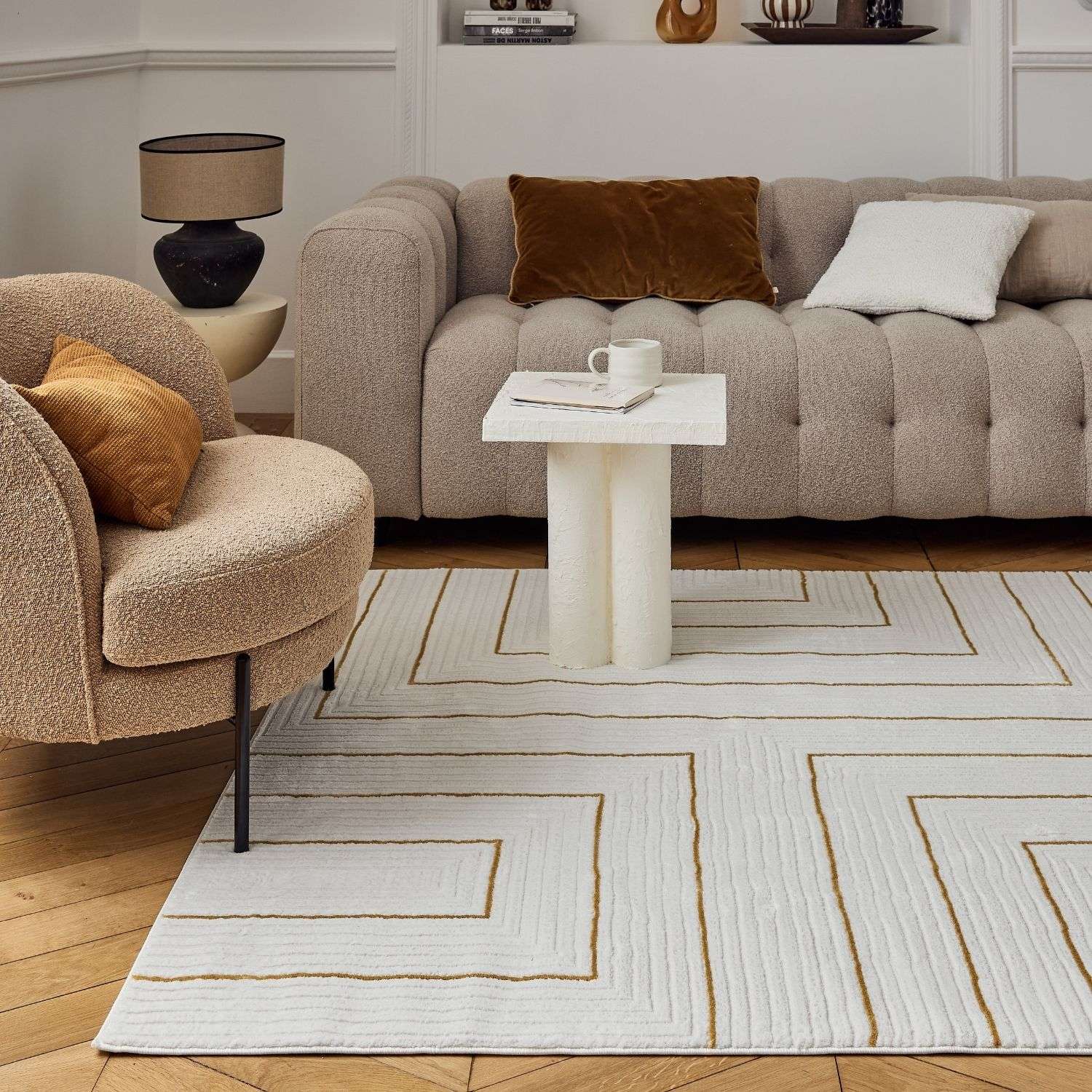 Carmel Cream - Gold Geometric Rug | 6040 - Bargainia.com - 