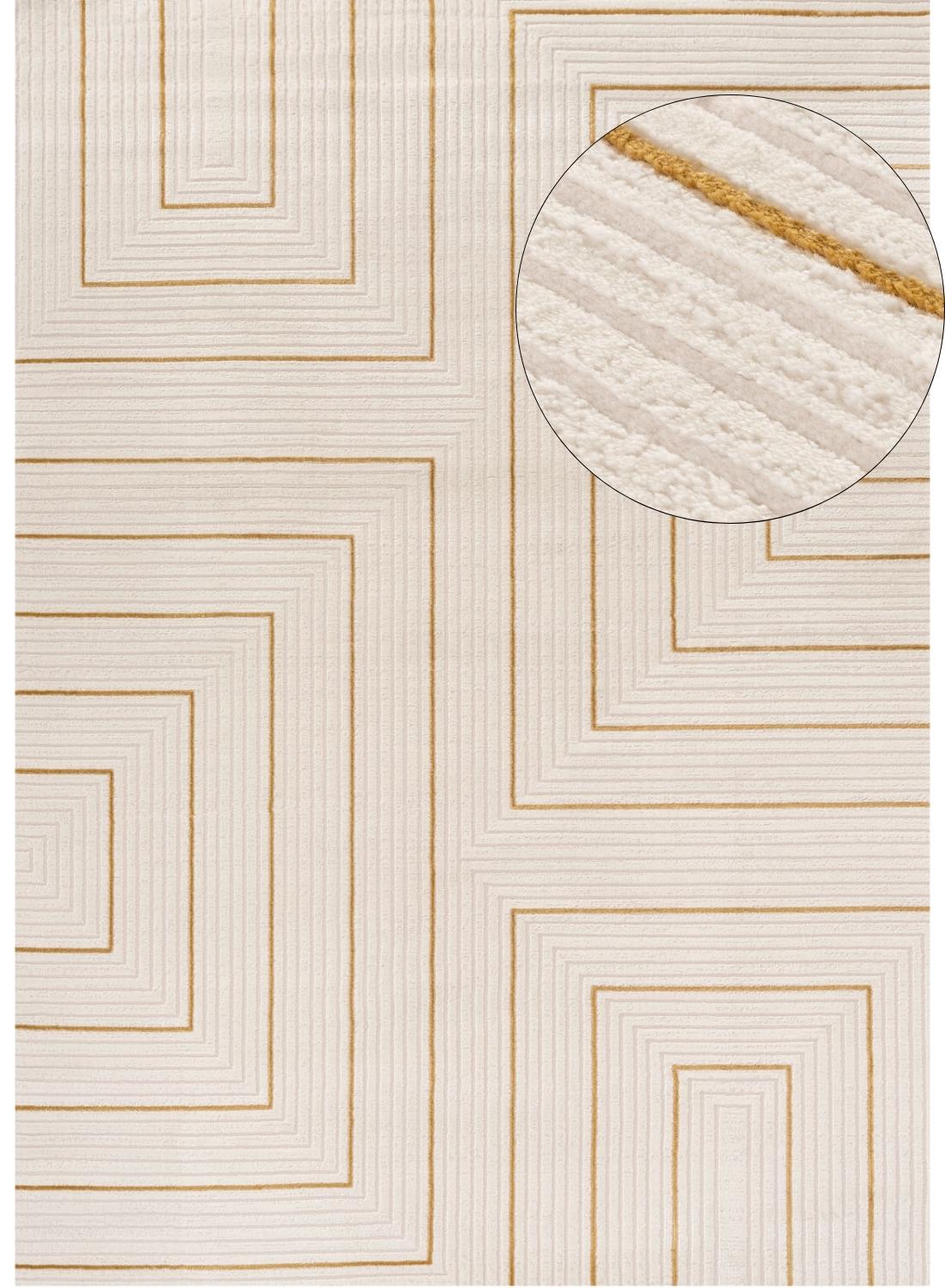 Carmel Cream - Gold Geometric Rug | 6040 - Bargainia.com - 5056584582154 - CRM-CGL-80x150