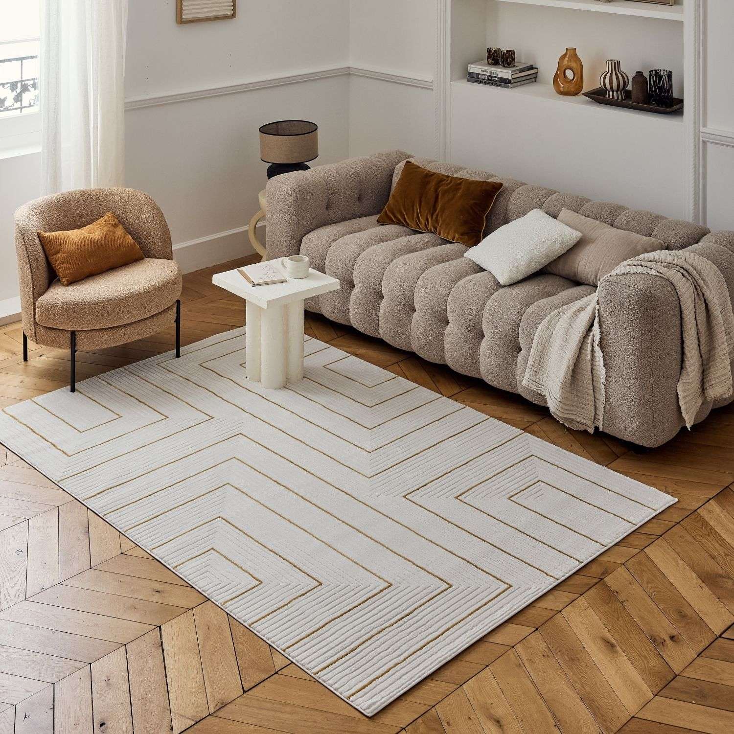 Carmel Cream - Gold Geometric Rug | 6040 - Bargainia.com - 