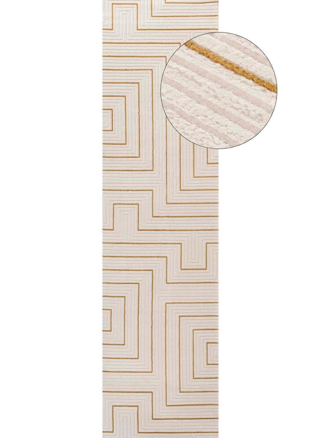 Carmel Cream - Gold Geometric Rug | 6040 - Bargainia.com - 5056584582536 - CRM-CGL-80x300