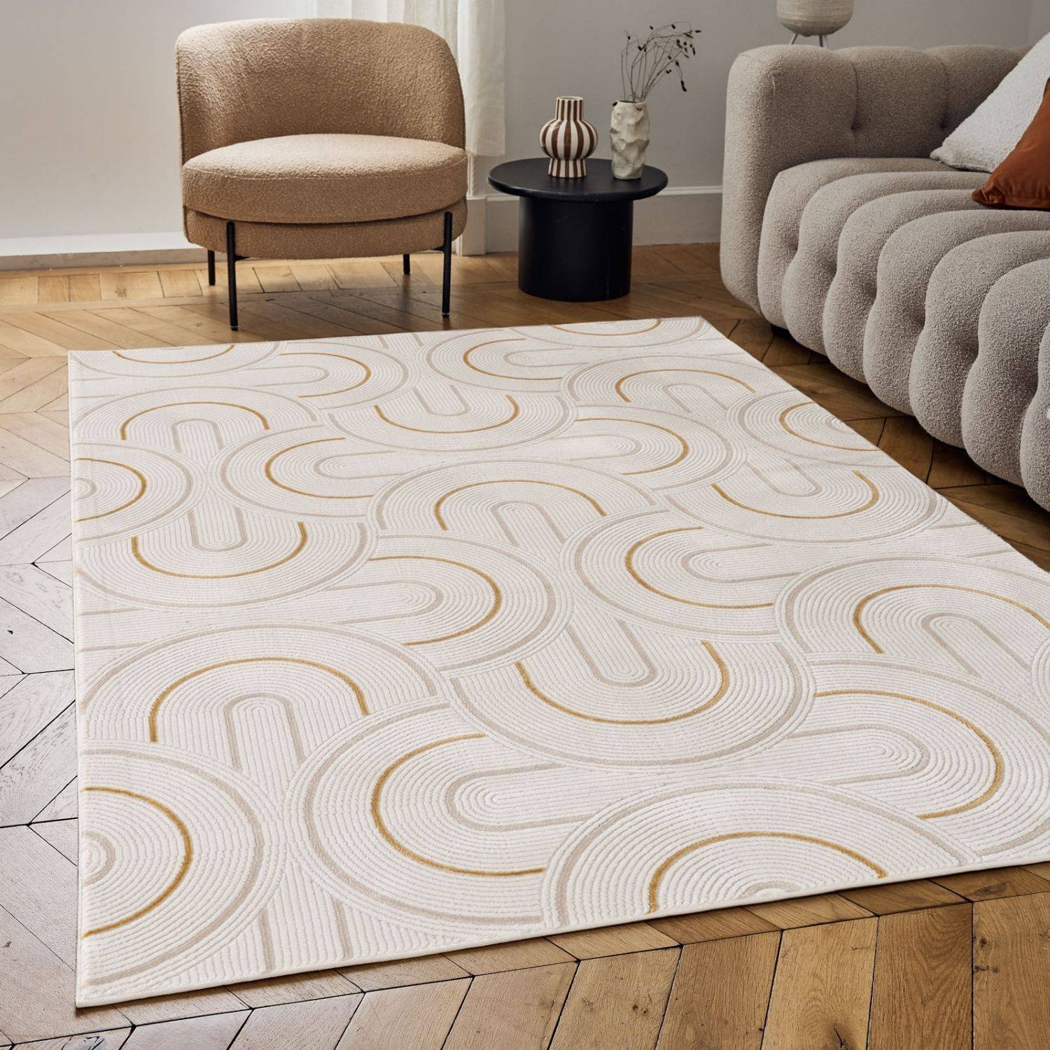 Carmel Cream - Gold Geometric Rug | 6070 - Bargainia.com - 