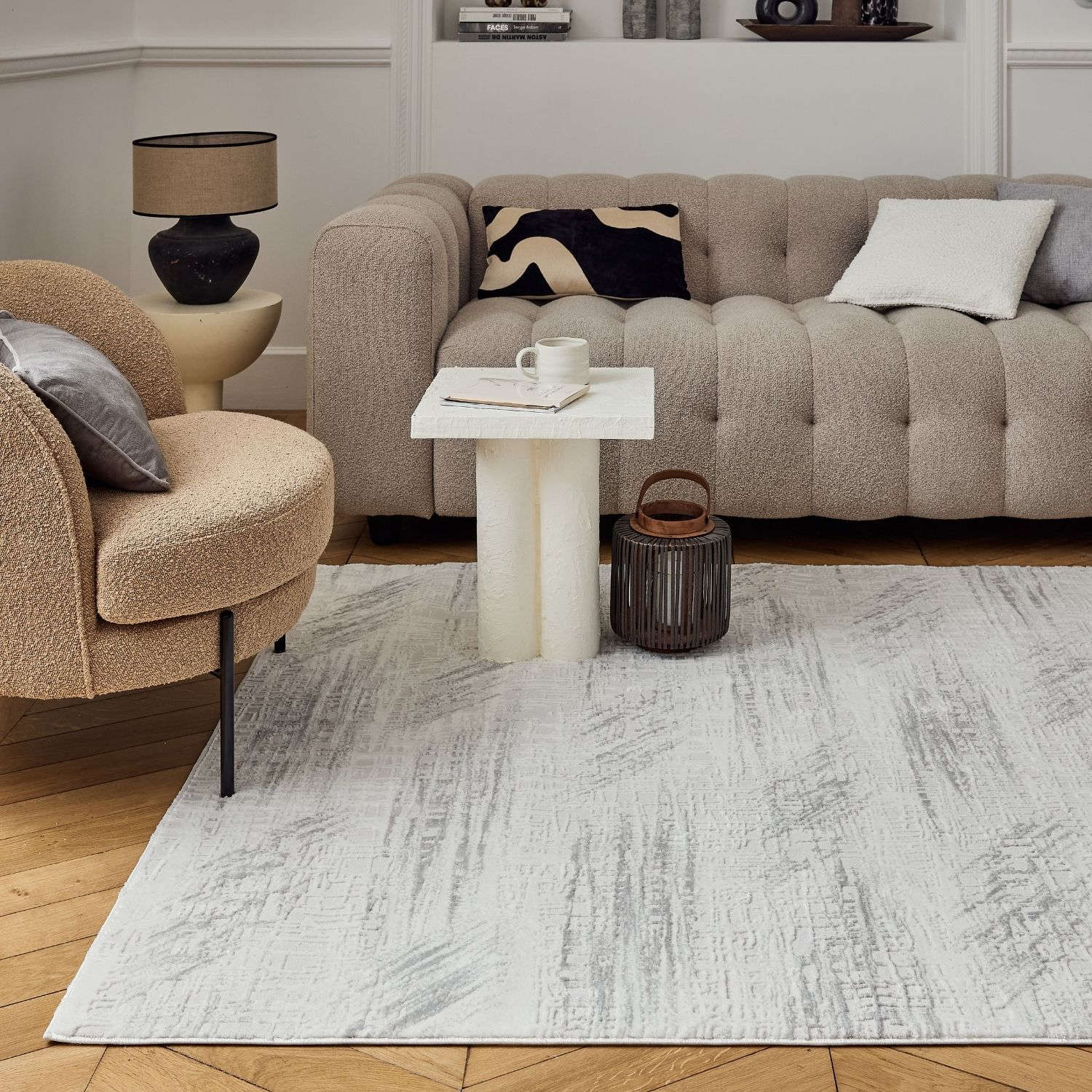 Carmel Cream - Grey Abstract Rug | 6030 - Bargainia.com - 5056584582062 - CRM-CGR-80x150