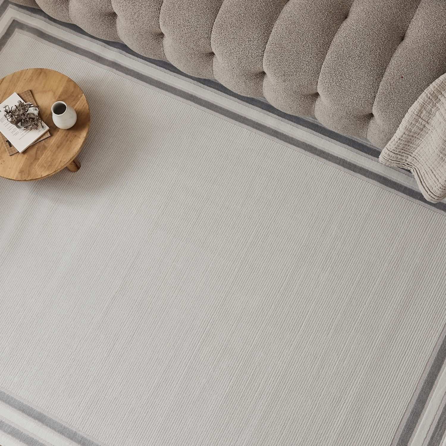 Carmel Cream - Grey Bordered Rug | 6060 - Bargainia.com - 5056584582208 - CRM-GRY-80x150