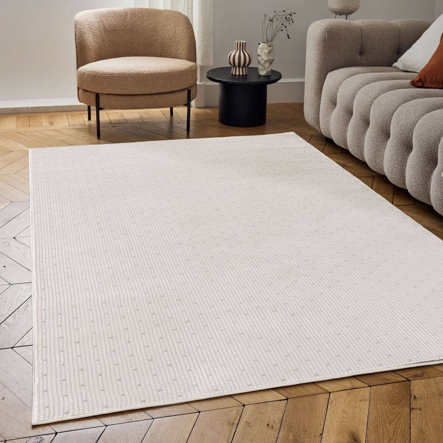 Carmel Cream - Grey Dots Rug | 6080 - Bargainia.com - 5056584582314 - CRM-CRGR-80x150