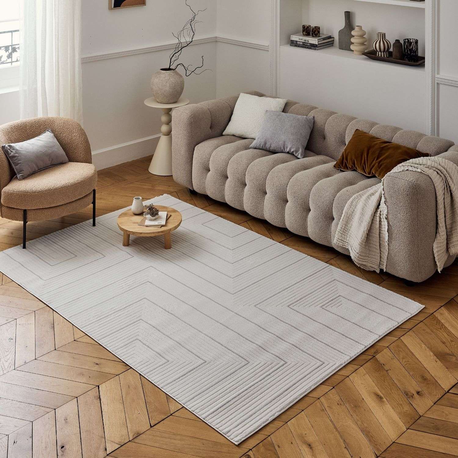 Carmel Cream - Grey Geometric Rug | 6040 - Bargainia.com - 