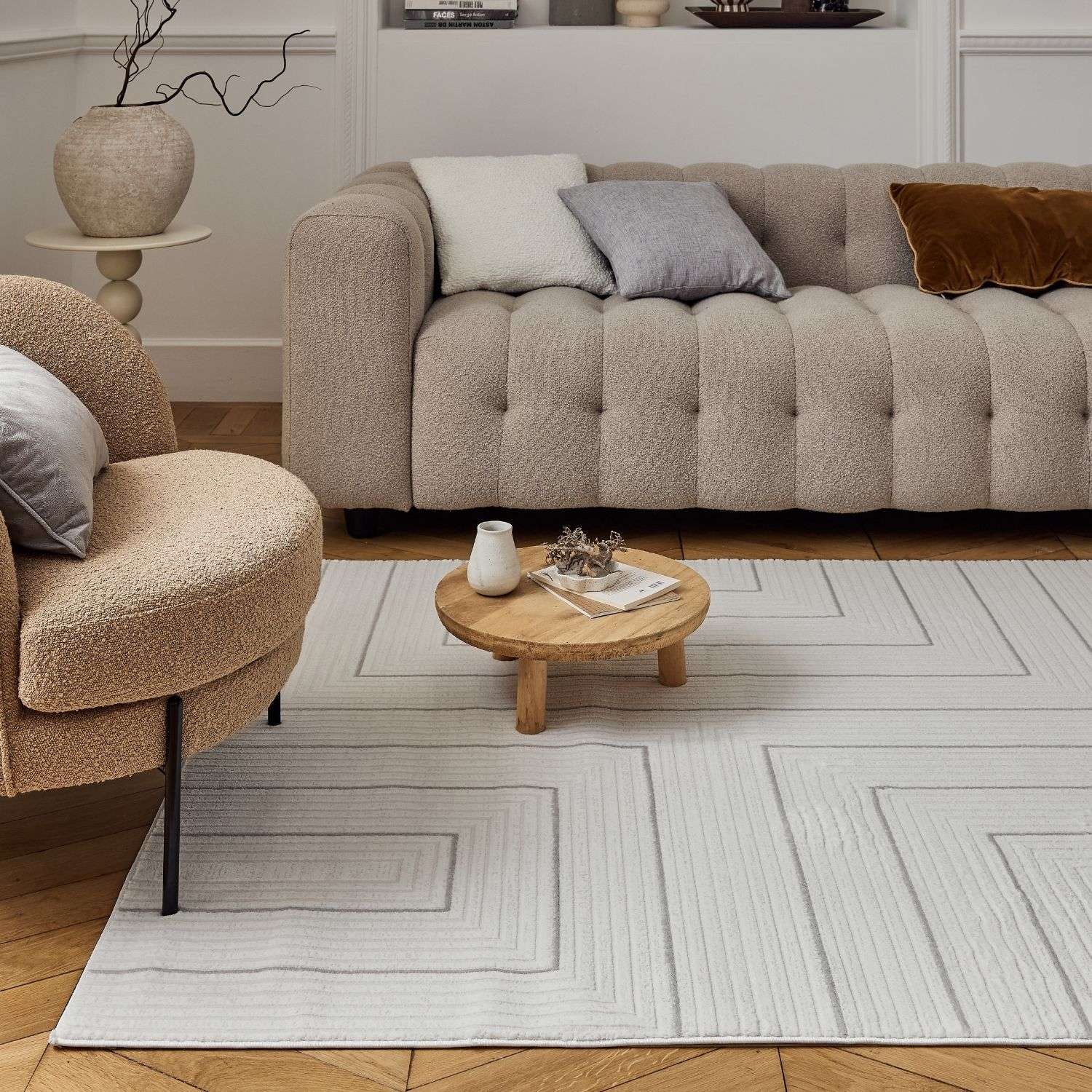 Carmel Cream - Grey Geometric Rug | 6040 - Bargainia.com - 