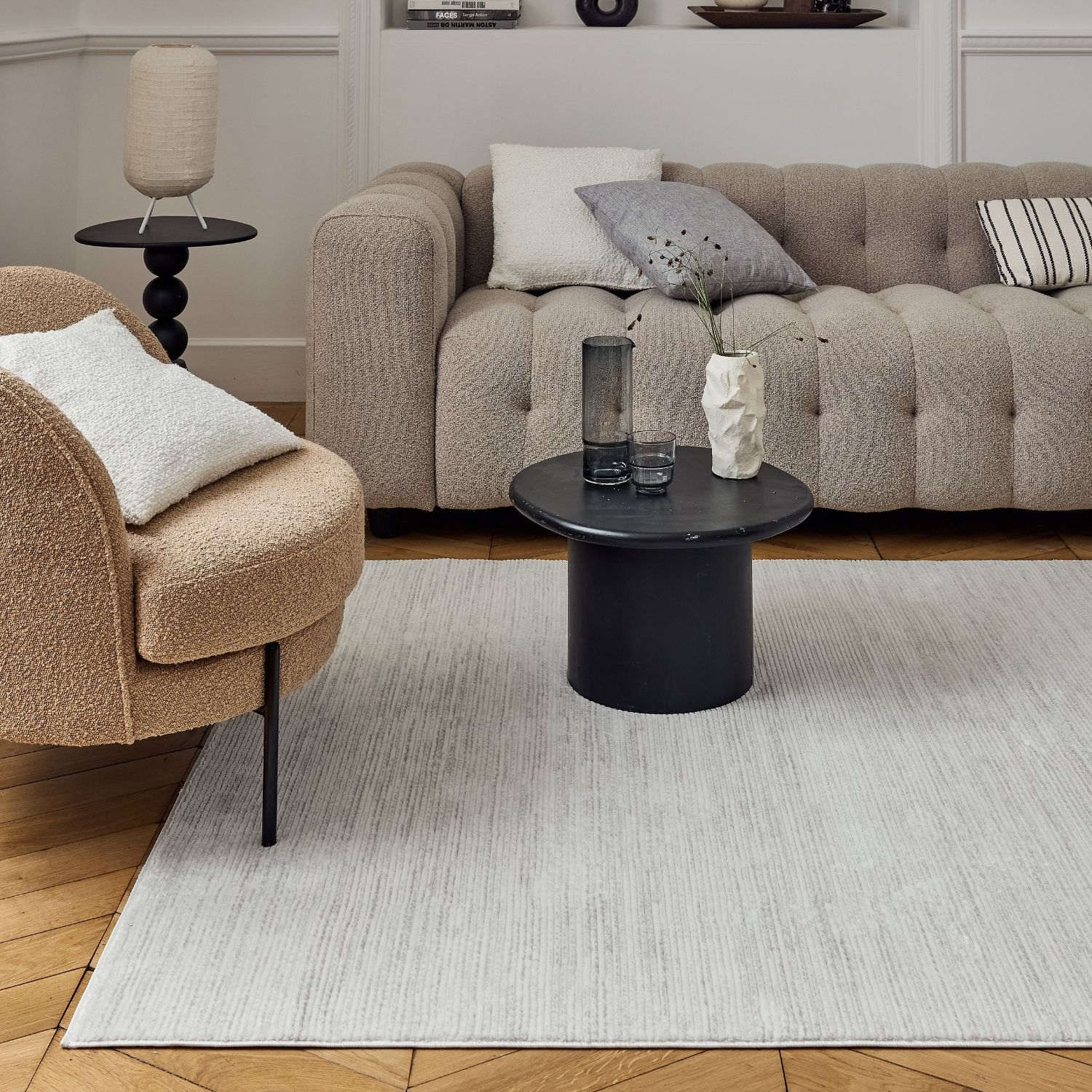 Carmel Cream - Grey Striped Rug | 6010 - Bargainia.com - 