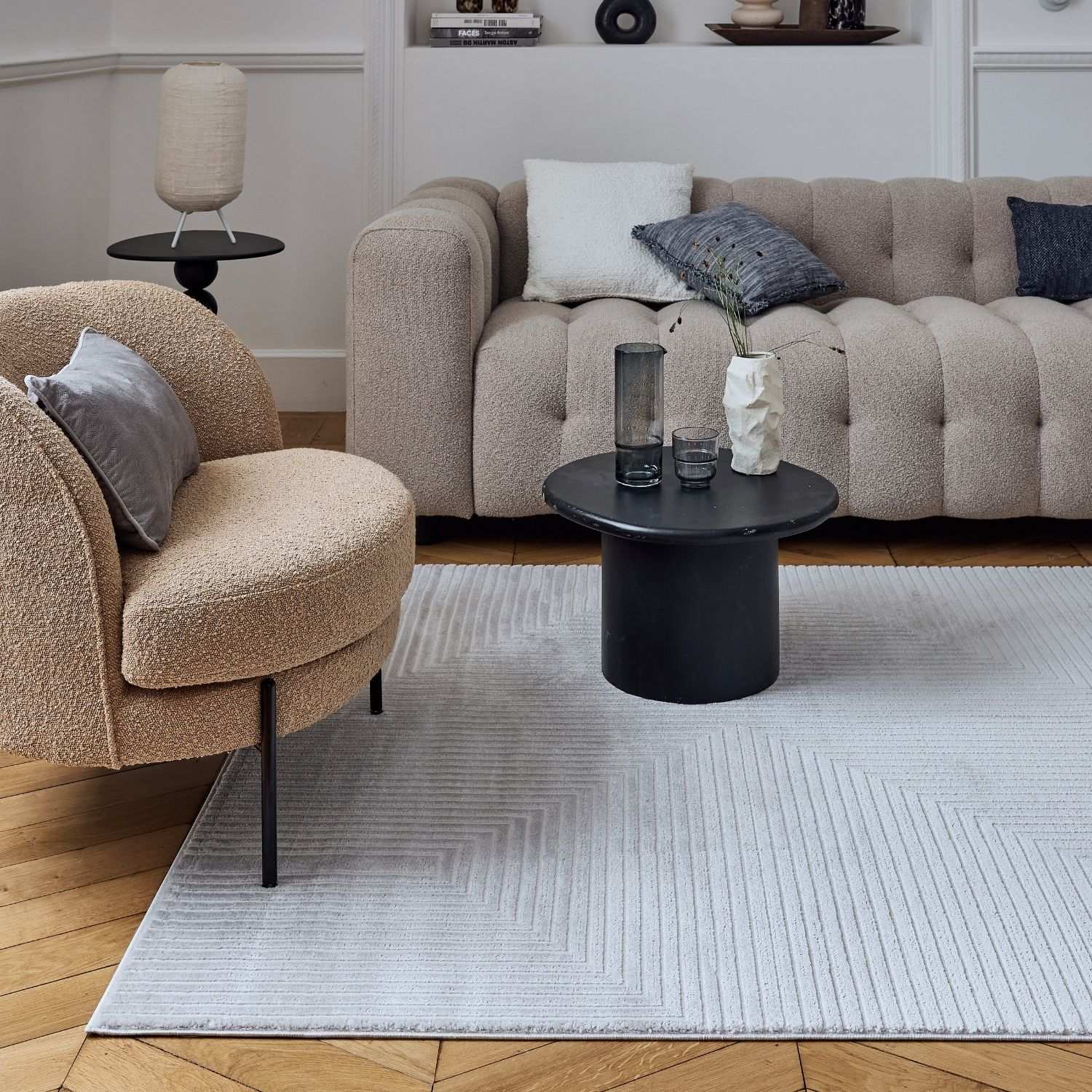 Carmel Grey - Cream Geometric Rug | 6050 - Bargainia.com - 