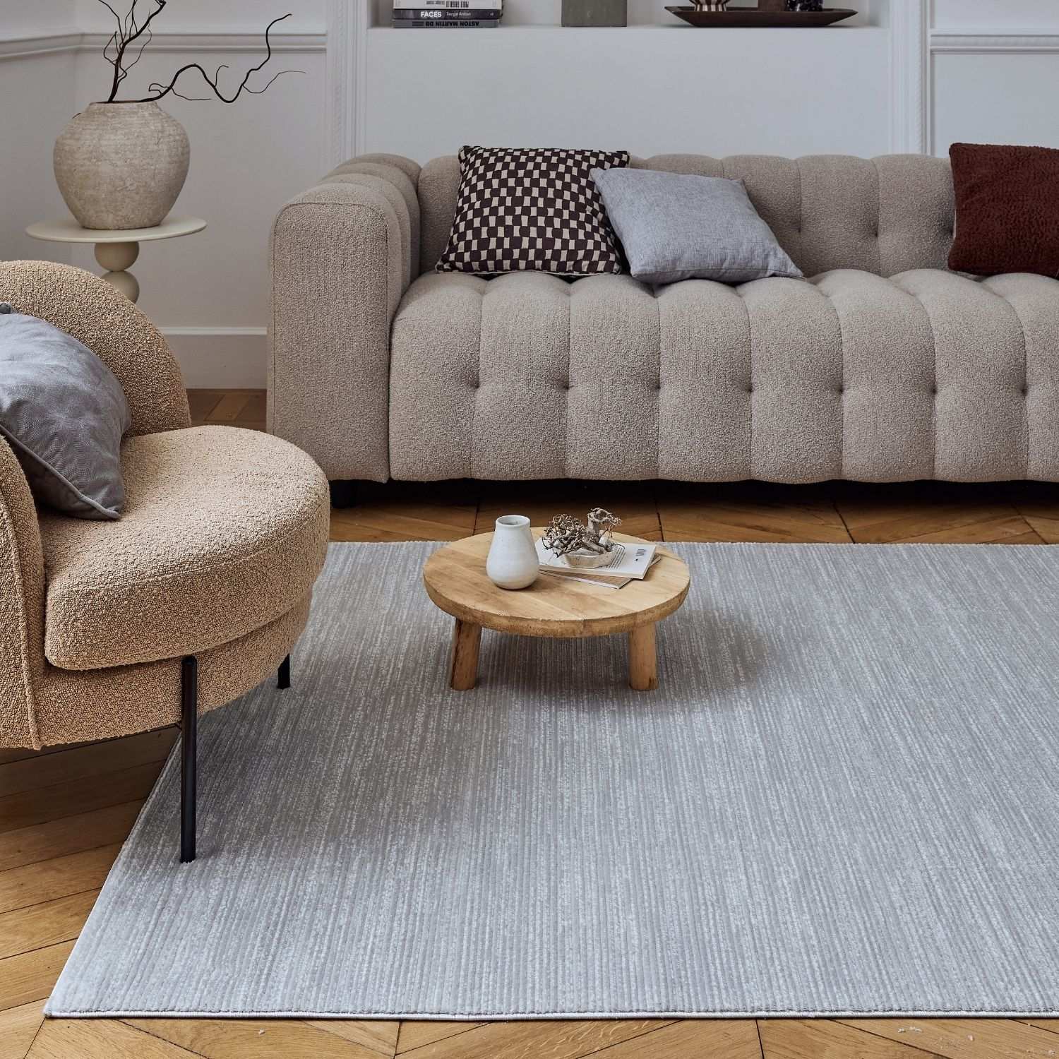 Carmel Grey - Cream Striped Rug | 6020 - Bargainia.com - 5056584582048 - CRM-GCR-80x150