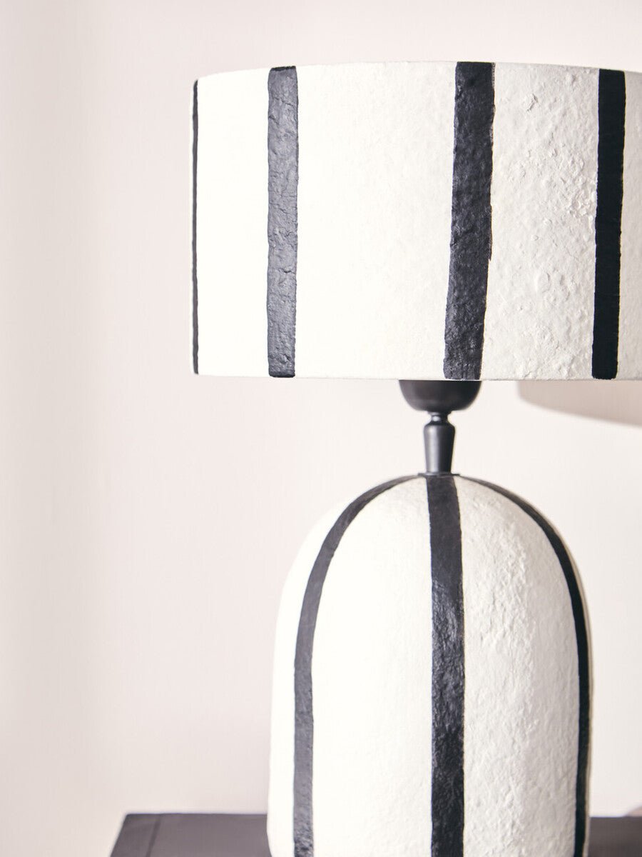 Carta Black and White Stripe Papier Mache Table Lamp - Bargainia.com - 5063227014972