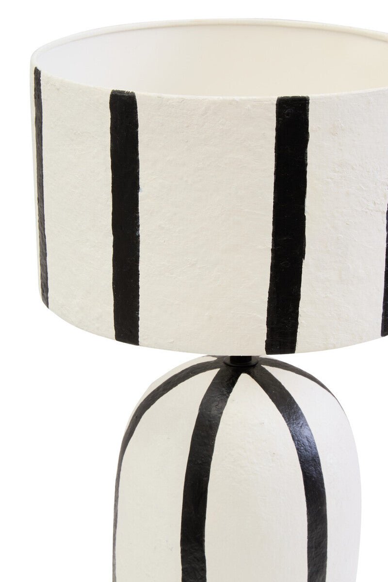 Carta Black and White Stripe Papier Mache Table Lamp - Bargainia.com - 5063227014972