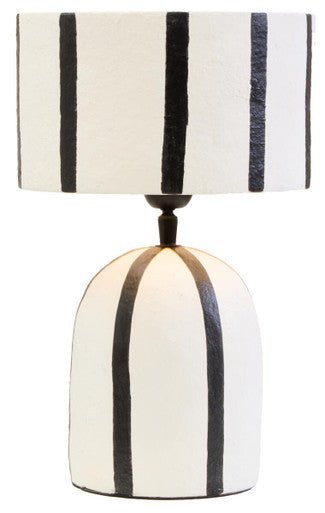 Carta Black and White Stripe Papier Mache Table Lamp - Bargainia.com - 5063227014972