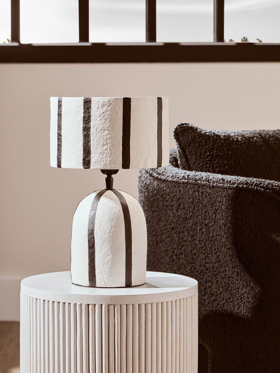 Carta Black and White Stripe Papier Mache Table Lamp - Bargainia.com - 5063227014972