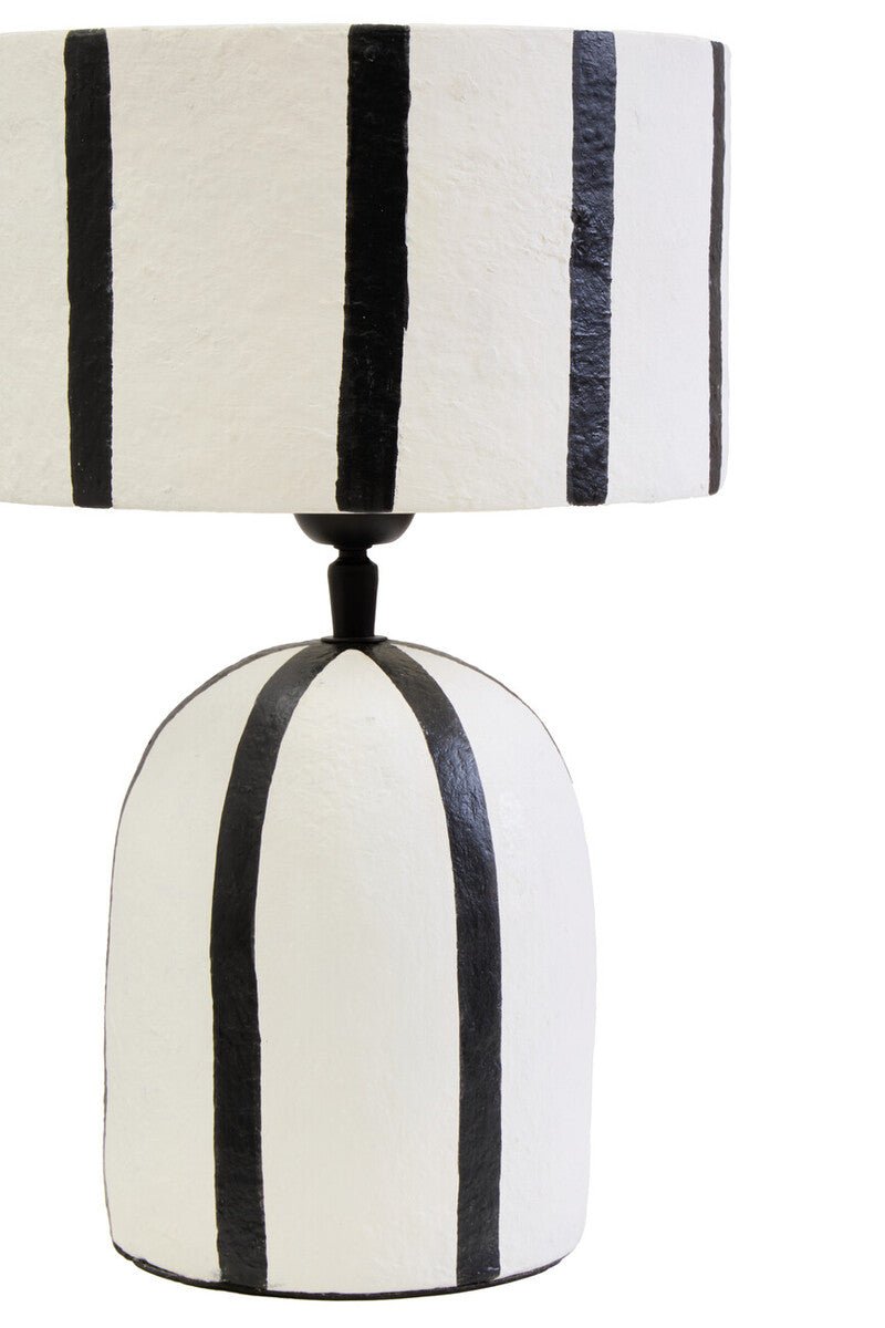 Carta Black and White Stripe Papier Mache Table Lamp - Bargainia.com - 5063227014972