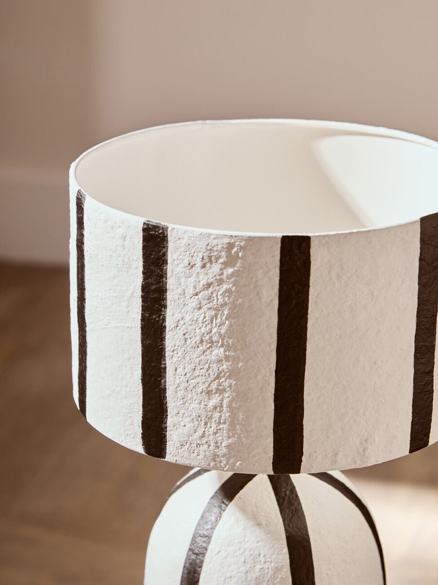 Carta Black and White Stripe Papier Mache Table Lamp - Bargainia.com - 5063227014972