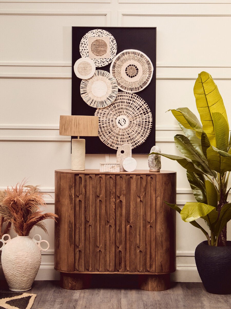 Carta Natural Papier Mache Table Lamp With Natural Raffia Shade - Bargainia.com - 5063227015030