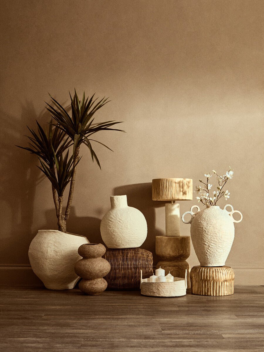 Carta Natural Papier Mache Table Lamp With Natural Raffia Shade - Bargainia.com - 5063227015030