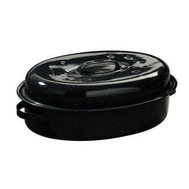 Carvara 42cm Black Enamel Self Basting Roaster with Rack - Bargainia.com - 5018705668222