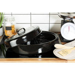 Carvara 42cm Black Enamel Self Basting Roaster with Rack - Bargainia.com - 5018705668222
