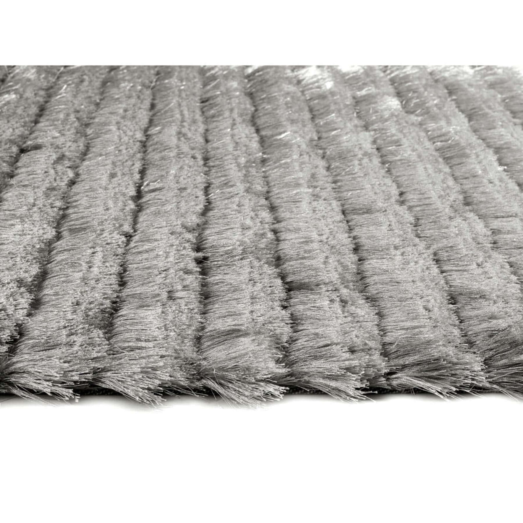 Carved Glamour Silver Grey Shaggy Rug - Bargainia.com - 