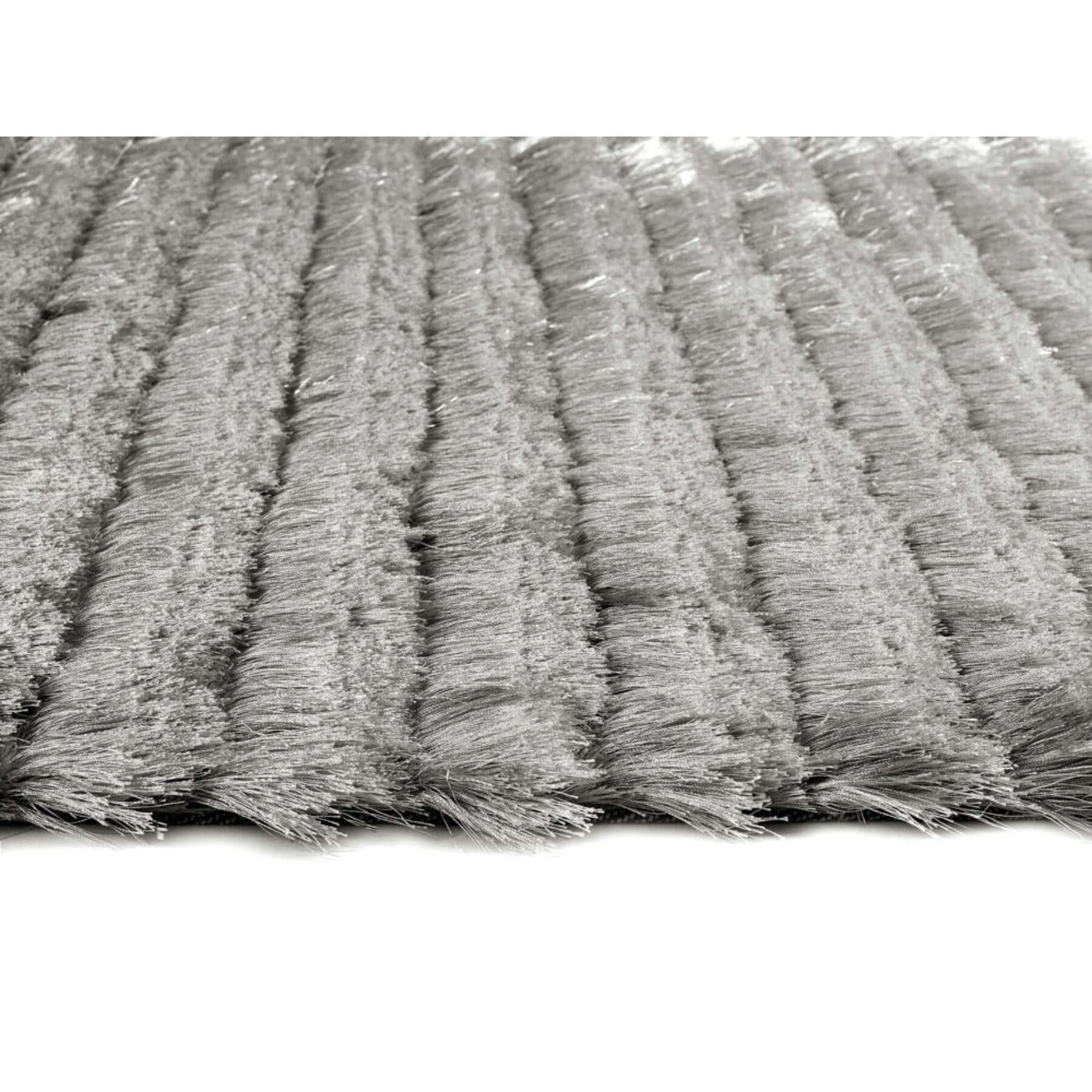 Carved Glamour Silver Grey Shaggy Rug - Bargainia.com - 5026134514881 - CRVGLA_SILVER_080X150
