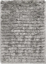 Carved Glamour Silver Grey Shaggy Rug - Bargainia.com - 