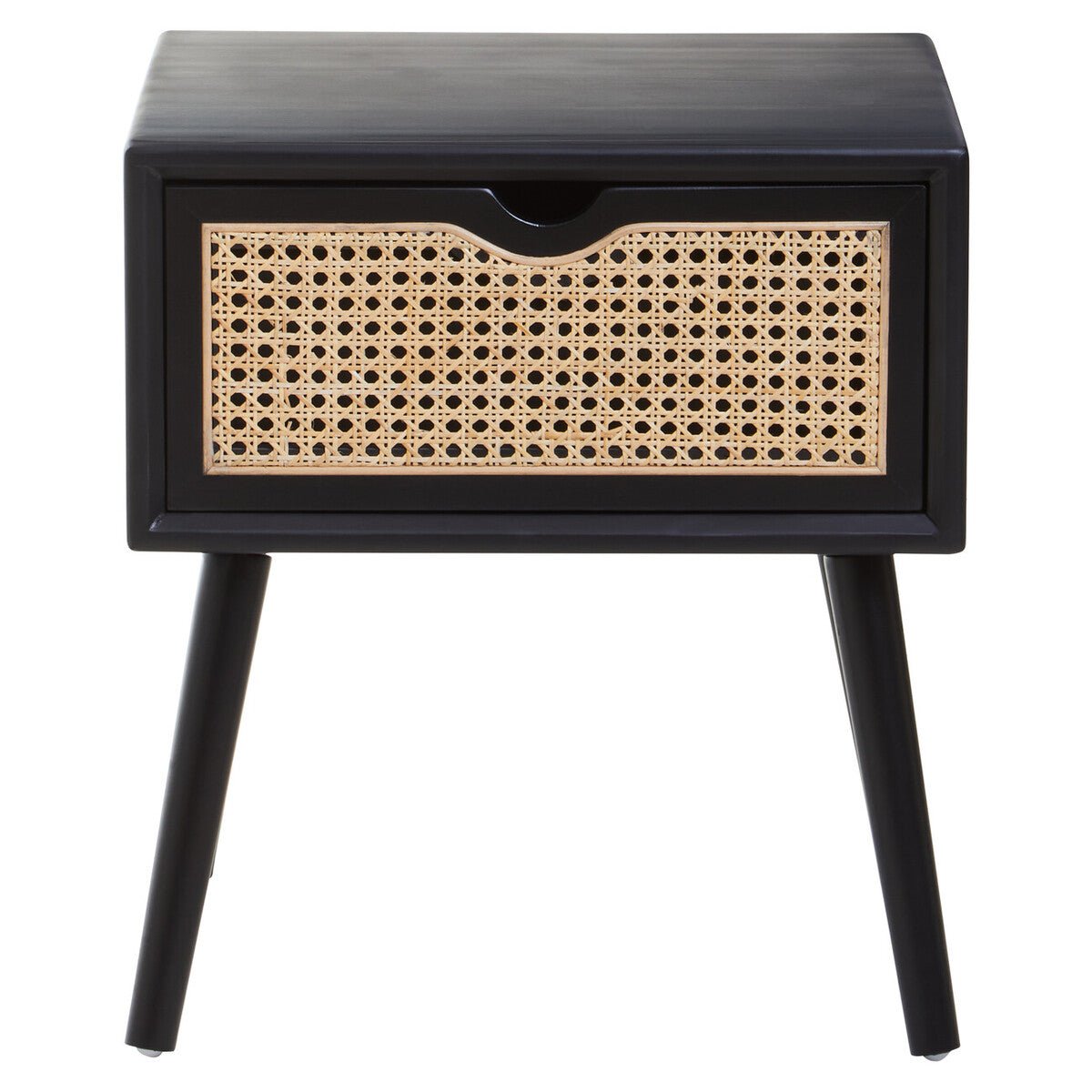 Cebu Black Side Table with Rattan Drawer - Bargainia.com - 5018705952727