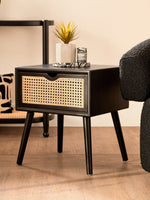 Cebu Black Side Table with Rattan Drawer - Bargainia.com - 5018705952727