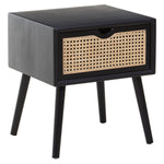Cebu Black Side Table with Rattan Drawer - Bargainia.com - 5018705952727