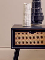 Cebu Black Side Table with Rattan Drawer - Bargainia.com - 5018705952727