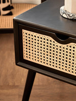 Cebu Black Side Table with Rattan Drawer - Bargainia.com - 5018705952727