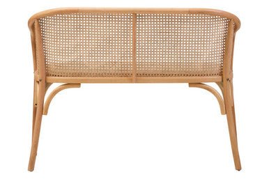 Cebu Natural Cane and Beech Wood Bench with Backrest - Bargainia.com - 5018705994352