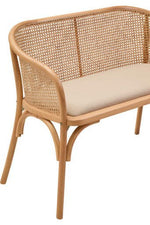 Cebu Natural Cane and Beech Wood Bench with Backrest - Bargainia.com - 5018705994352