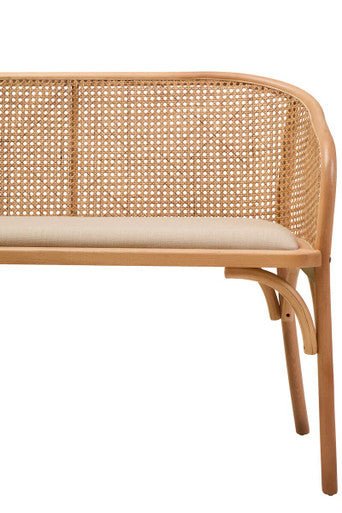 Cebu Natural Cane and Beech Wood Bench with Backrest - Bargainia.com - 5018705994352