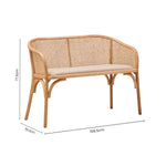 Cebu Natural Cane and Beech Wood Bench with Backrest - Bargainia.com - 5018705994352