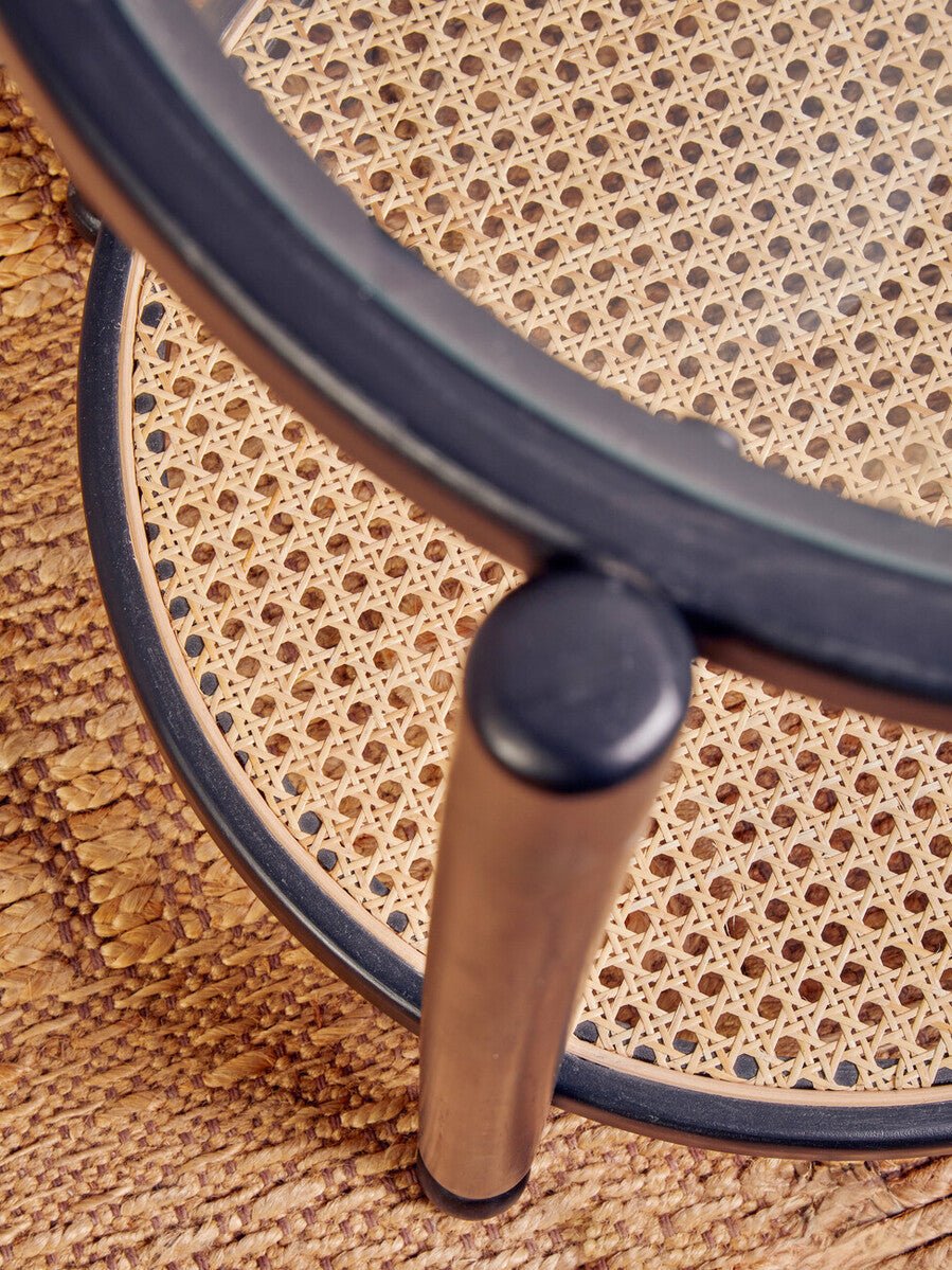 Cebu Rattan and Glass 2 Tier Console Table - Bargainia.com - 5018705952673