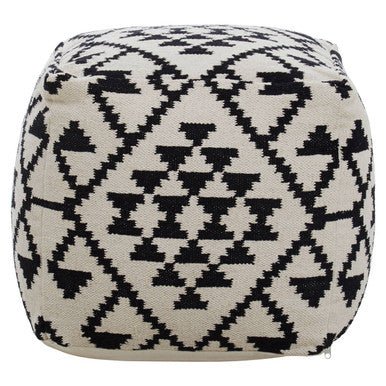 Cefena Square Black and White Patterned Pouffe - Bargainia.com - 5018705986111