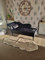 Chaise Lounge Velvet Sofa Button Tufted - Black - Bargainia.com - 