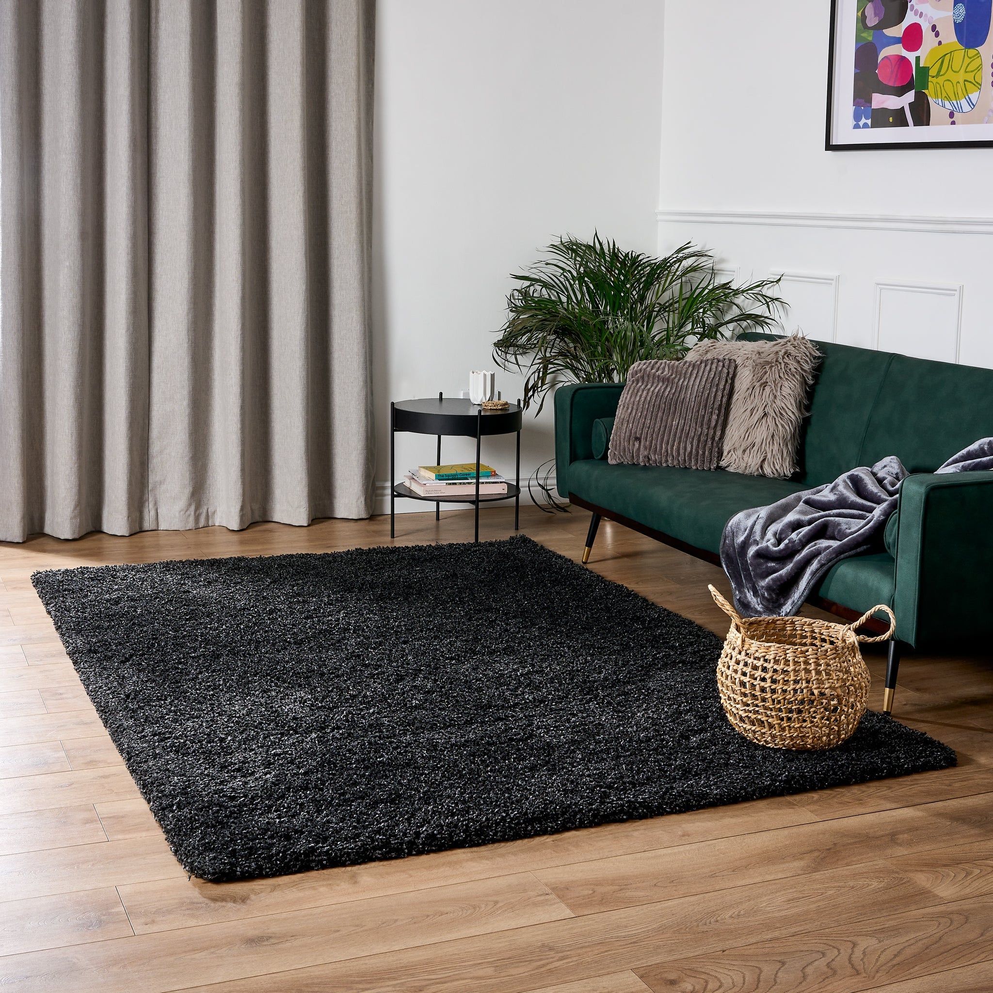 Charcoal Thick Shaggy Rug - California - Bargainia.com - 