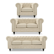 Chesterfield Sofa Suite - Cream Velvet - Bargainia.com - 5056536103772 - H - 8200 - VLV - BE - S321