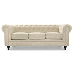 Chesterfield Sofa Suite - Cream Velvet - Bargainia.com - 