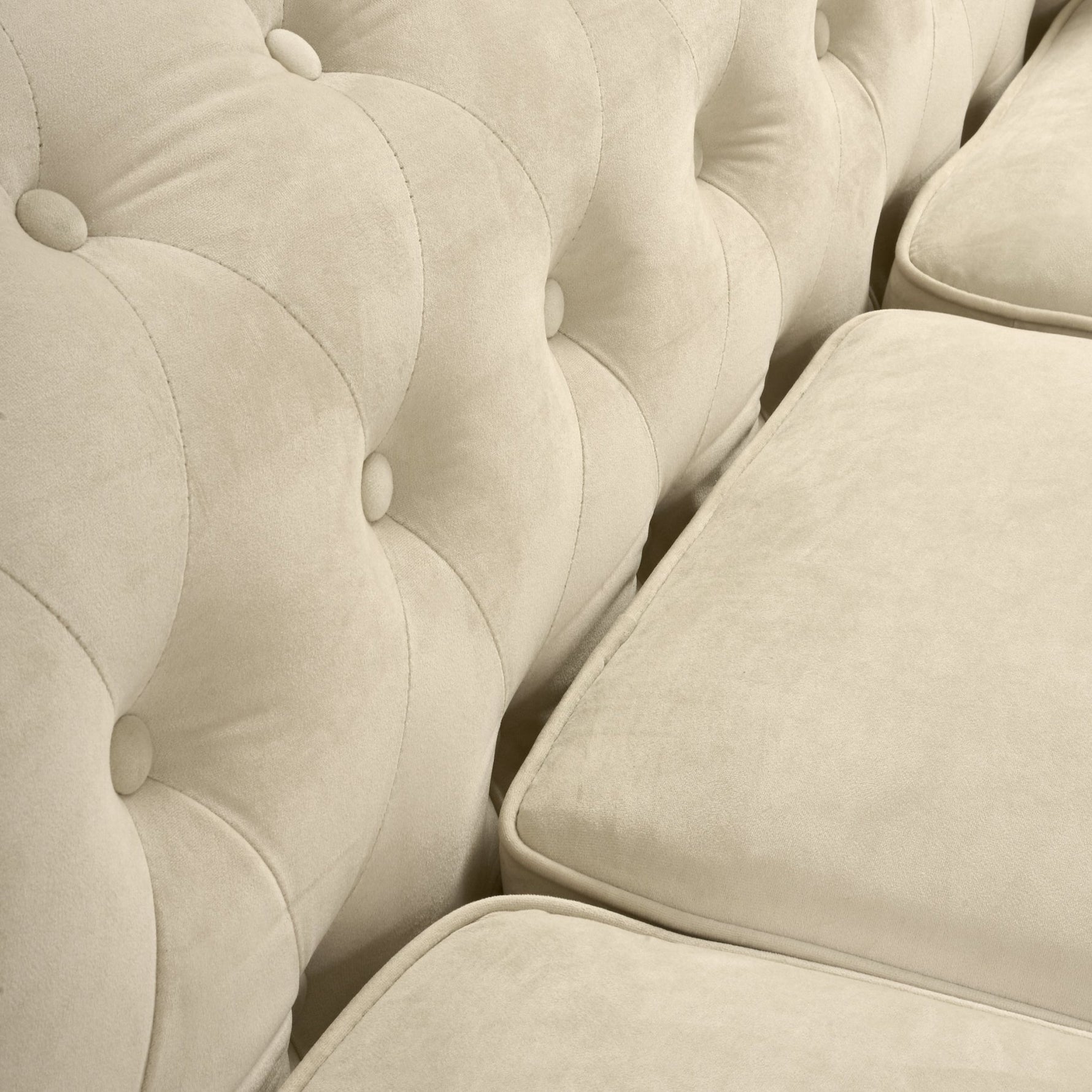 Chesterfield Sofa Suite - Cream Velvet - Bargainia.com - 