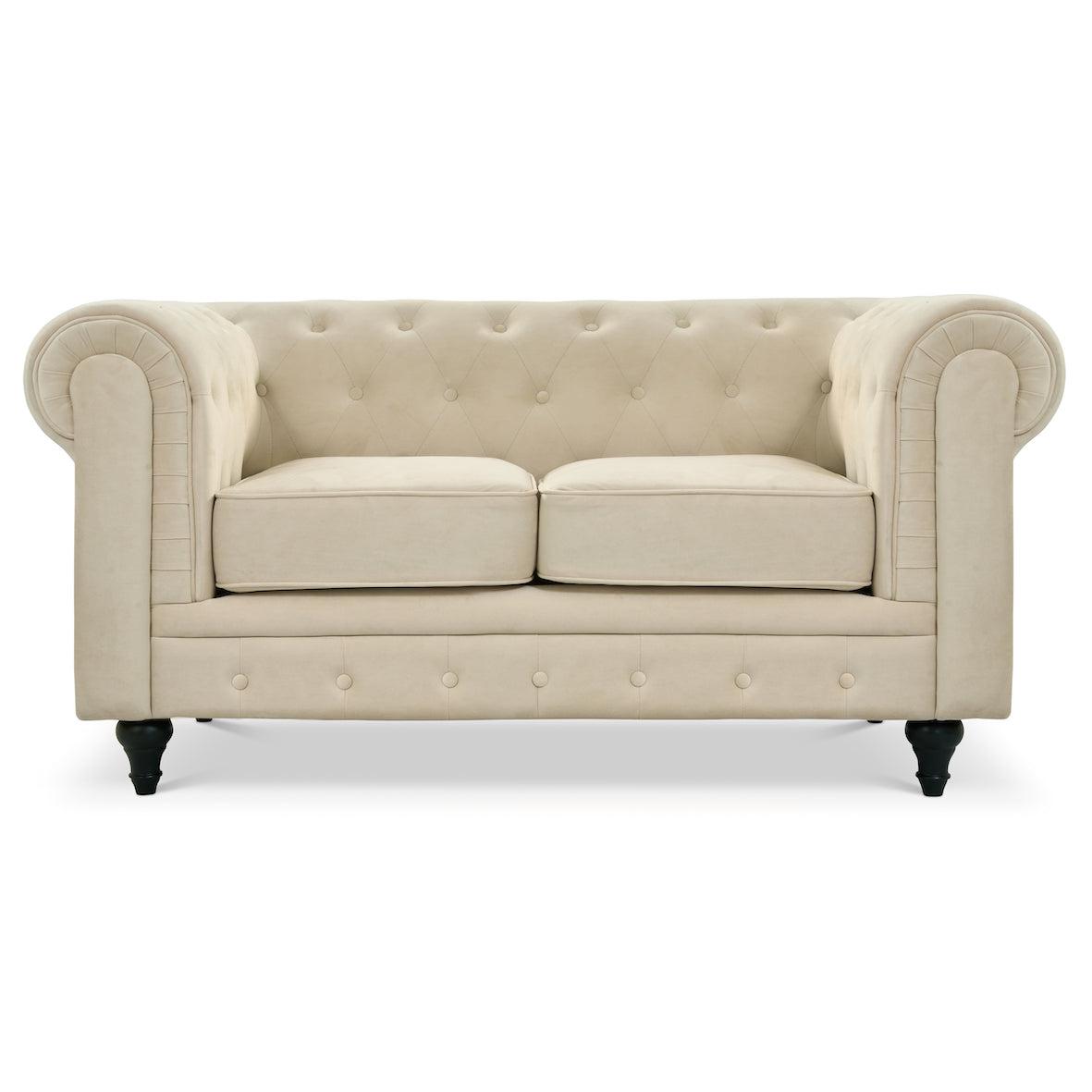 Chesterfield Sofa Suite - Cream Velvet Furniture Bargainia