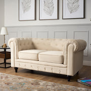 Chesterfield Sofa Suite - Cream Velvet Furniture Bargainia 2 Seater Sofa
