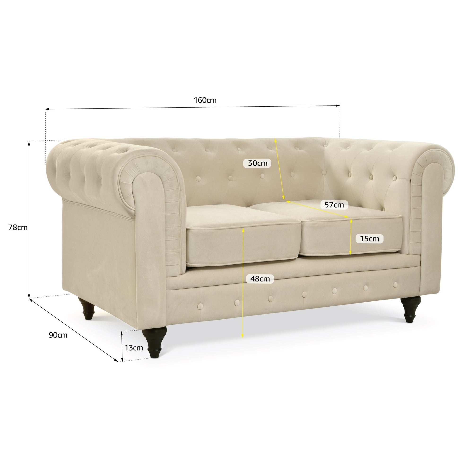 Chesterfield Sofa Suite - Cream Velvet Furniture Bargainia