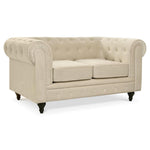 Chesterfield Sofa Suite - Cream Velvet - Bargainia.com - 