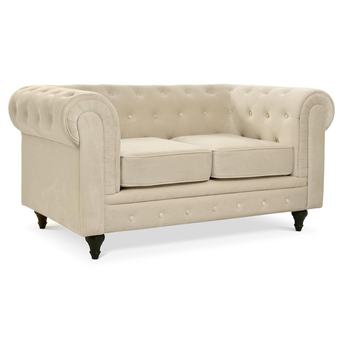 Chesterfield Sofa Suite - Cream Velvet - Bargainia.com - 