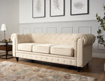 Chesterfield Sofa Suite - Cream Velvet - Bargainia.com - 